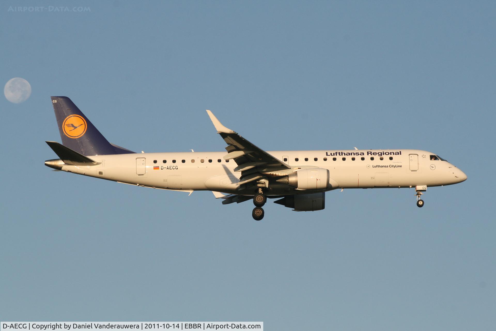 D-AECG, 2010 Embraer 190LR (ERJ-190-100LR) C/N 19000368, Early arrival of flight LH1006 to RWY 02