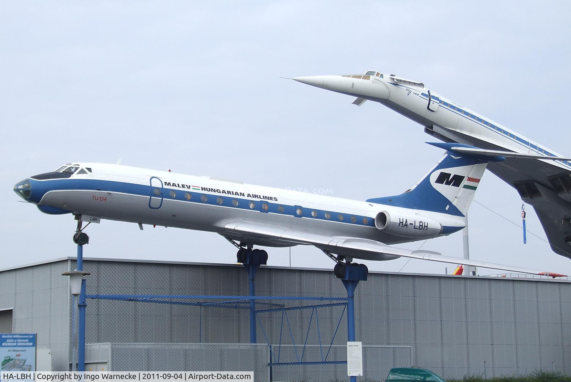 HA-LBH, 1970 Tupolev Tu-134A C/N 0350925, Tupolev Tu-134A CRUSTY at the Auto & Technik Museum, Sinsheim