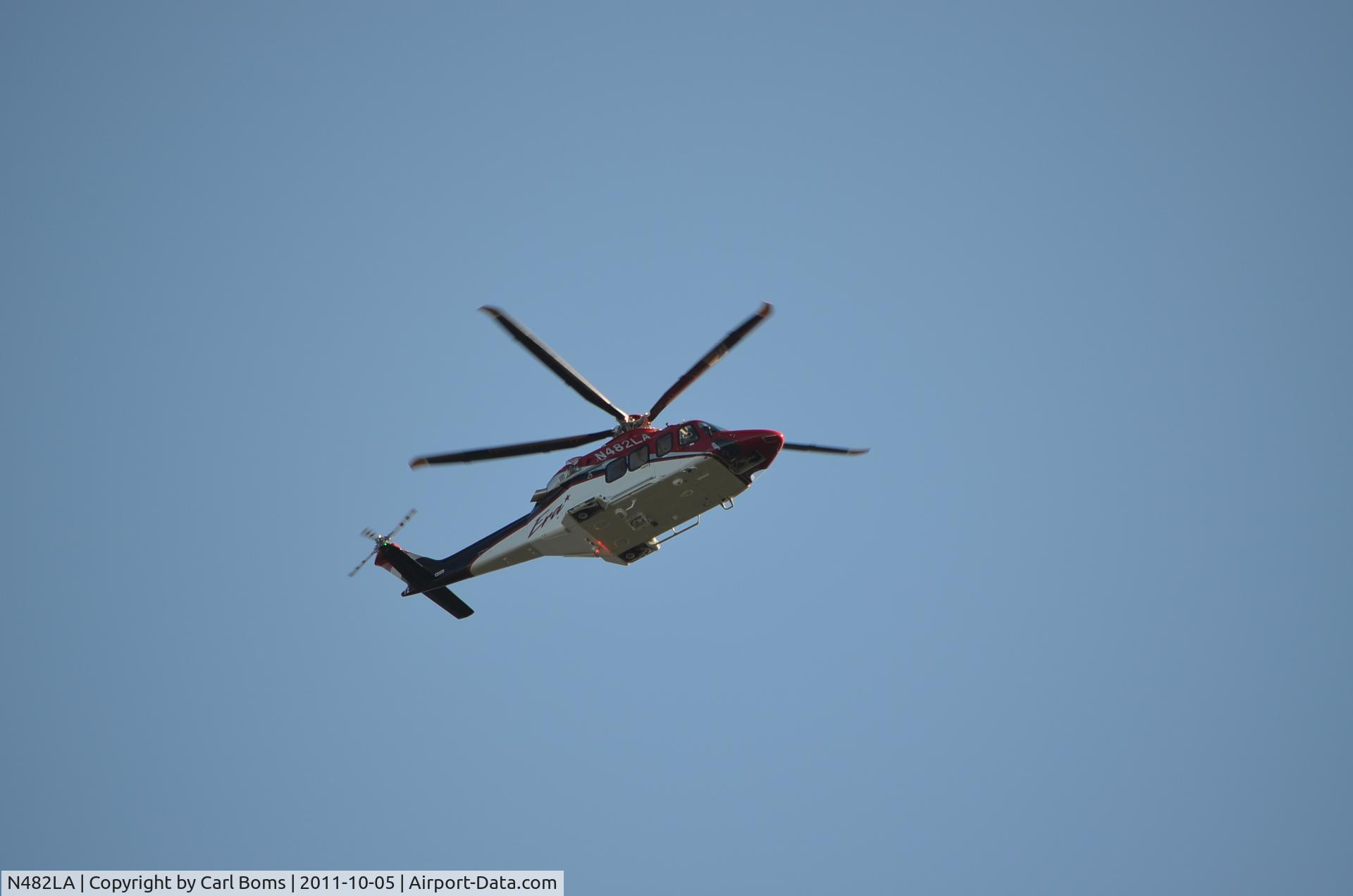 N482LA, AgustaWestland AW-139 C/N 41272, Flying over the Navesink River heading toward Middletown NJ
