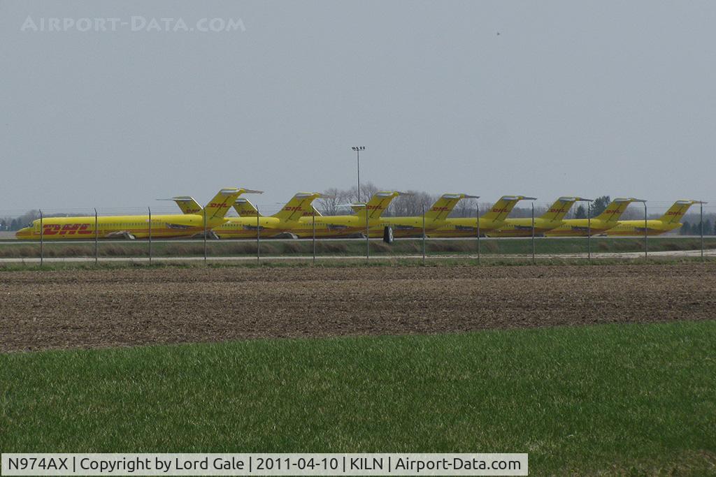 N974AX, 1974 McDonnell Douglas DC-9-41 C/N 47623, Leading a line of stored Nines at KILN