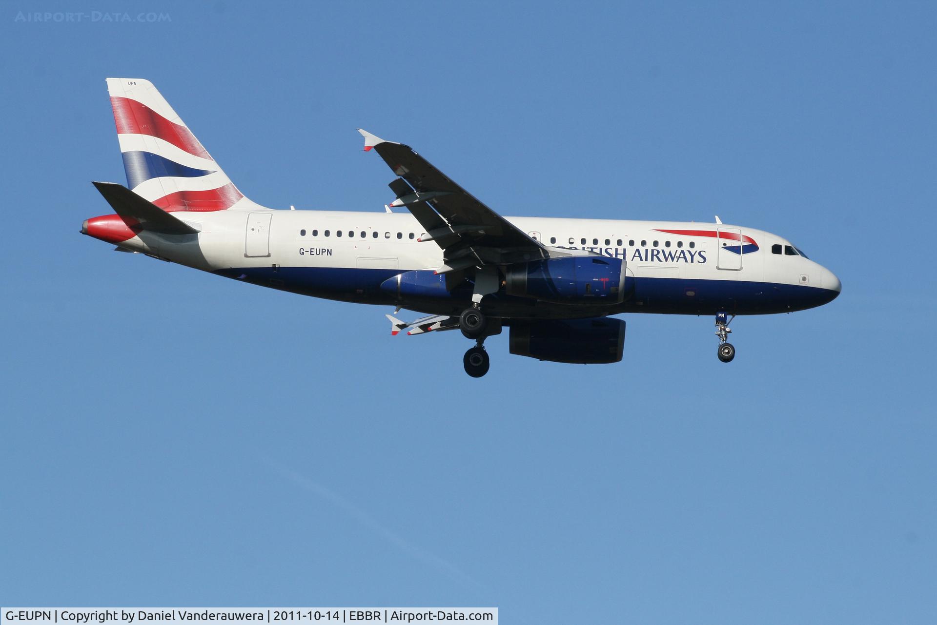 G-EUPN, 2000 Airbus A319-131 C/N 1261, Flight BA392 is arriving to RWY 02