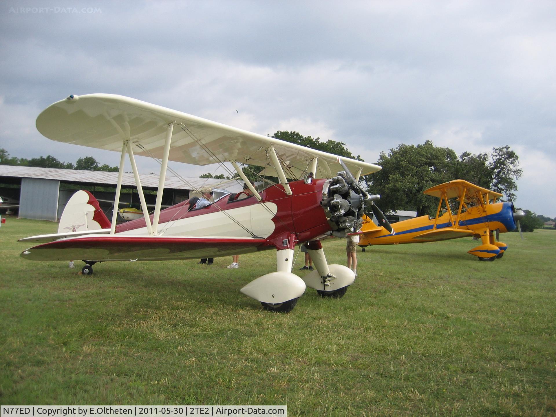 N77ED, 1943 Boeing A75N1(PT17) C/N 75-4449, Stearman N77ED with N621SR at Flying Oaks Tx. Memorial Day
