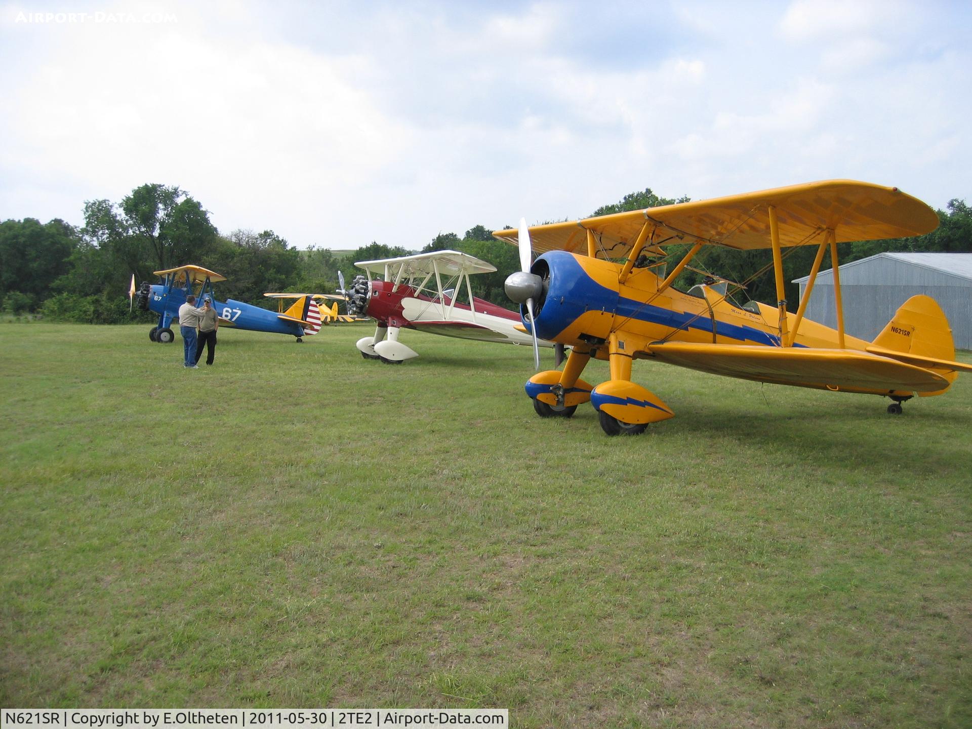 N621SR, 1942 Boeing A75N1(PT17) C/N 75-3092, Stearman N621SR with N77ED and N5635V getting ready for Memorial day fly over in Fort Worth at Flying Oaks