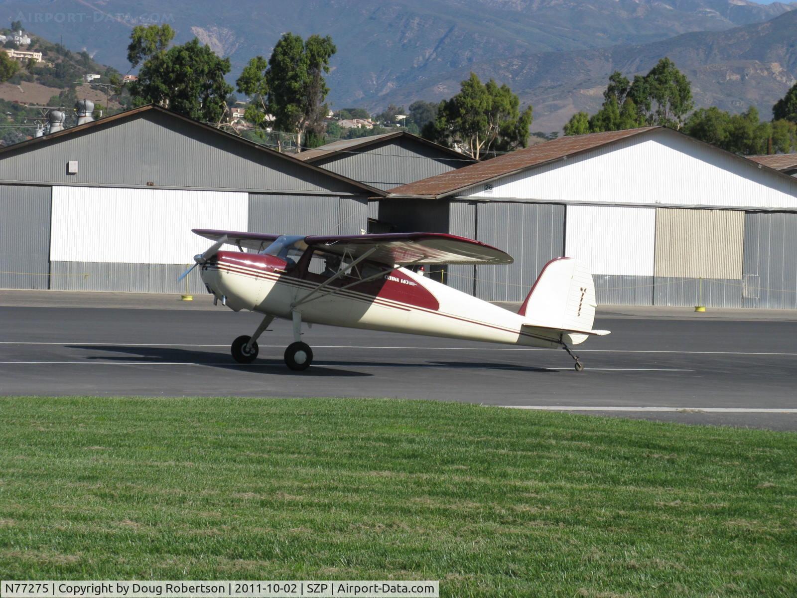 N77275, 1946 Cessna 140 C/N 11488, 1946 Cessna 140, Continental C85 85 Hp, landing roll Rwy 22