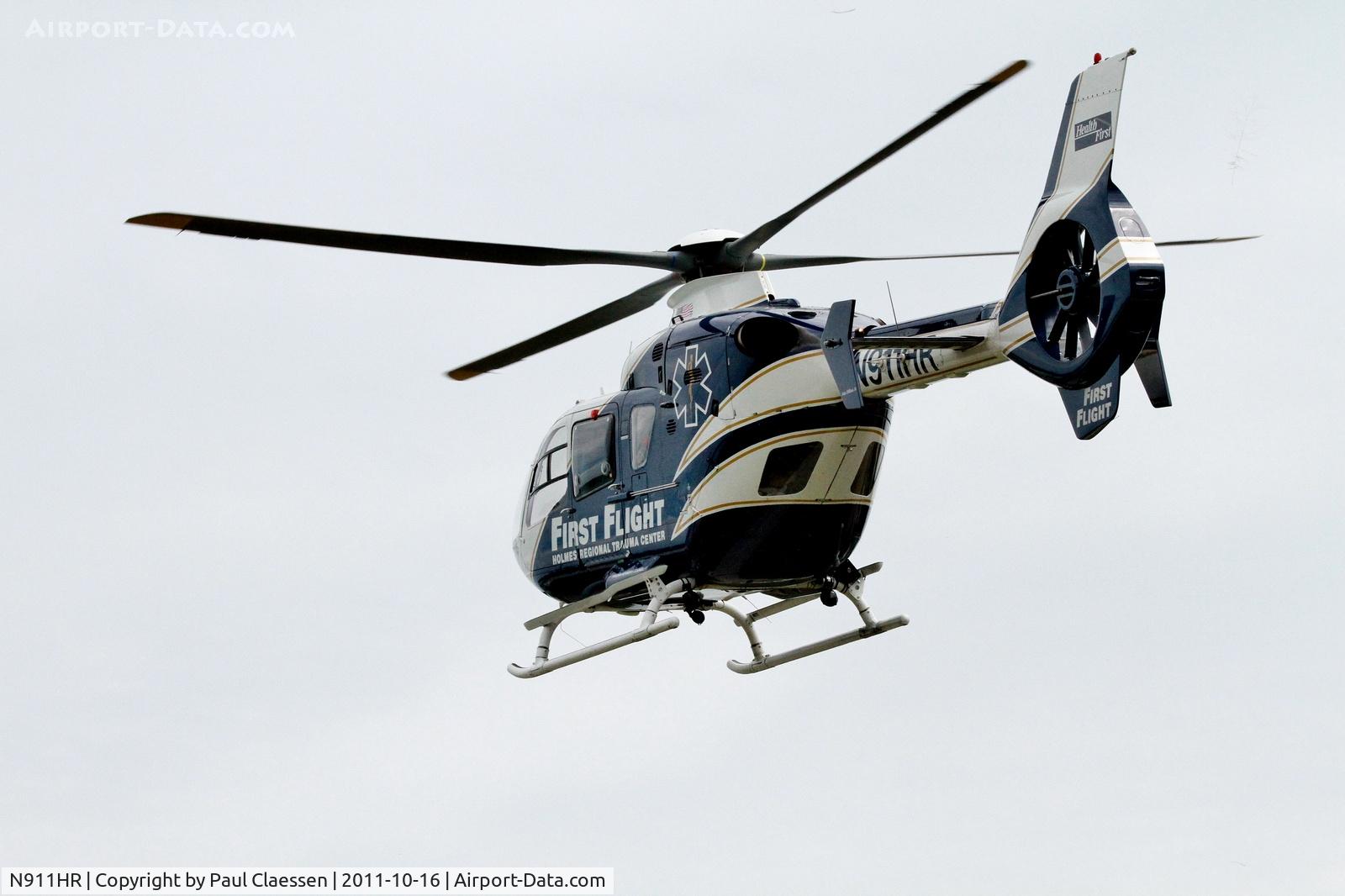 N911HR, 1999 Eurocopter EC-135P-1 C/N 0130, The N911HR taking off from Krefeld Rd, Palm Bay, after picking up a patient there, on October 16th, 2011.