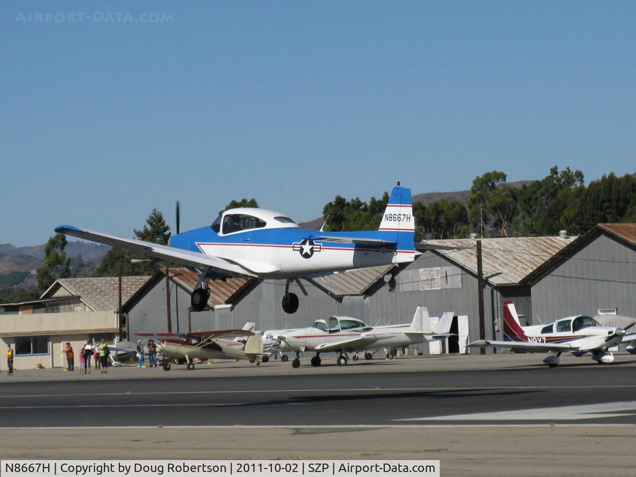 N8667H, 1947 North American Navion C/N NAV-4-667, 1947 North American NAVION, Continental IO-520 285 Hp upgrade, Young Eagles Flight, on final Rwy 22