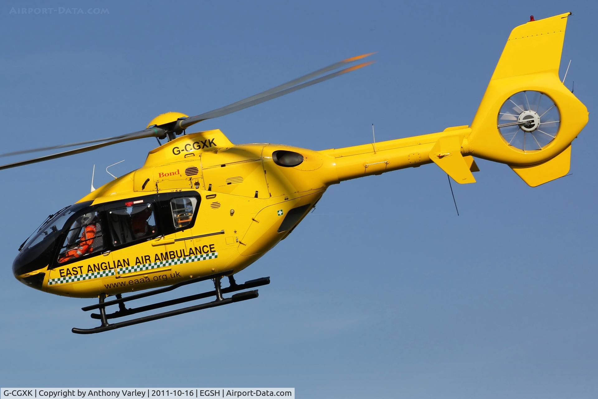 G-CGXK, 1998 Eurocopter EC-135T-1 C/N 0044, Departing EGSH.