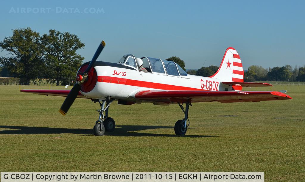 G-CBOZ, 1981 Bacau Yak-52 C/N 811308, SHOT AT HEADCORN