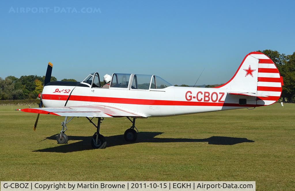 G-CBOZ, 1981 Bacau Yak-52 C/N 811308, SHOT AT HEADCORN