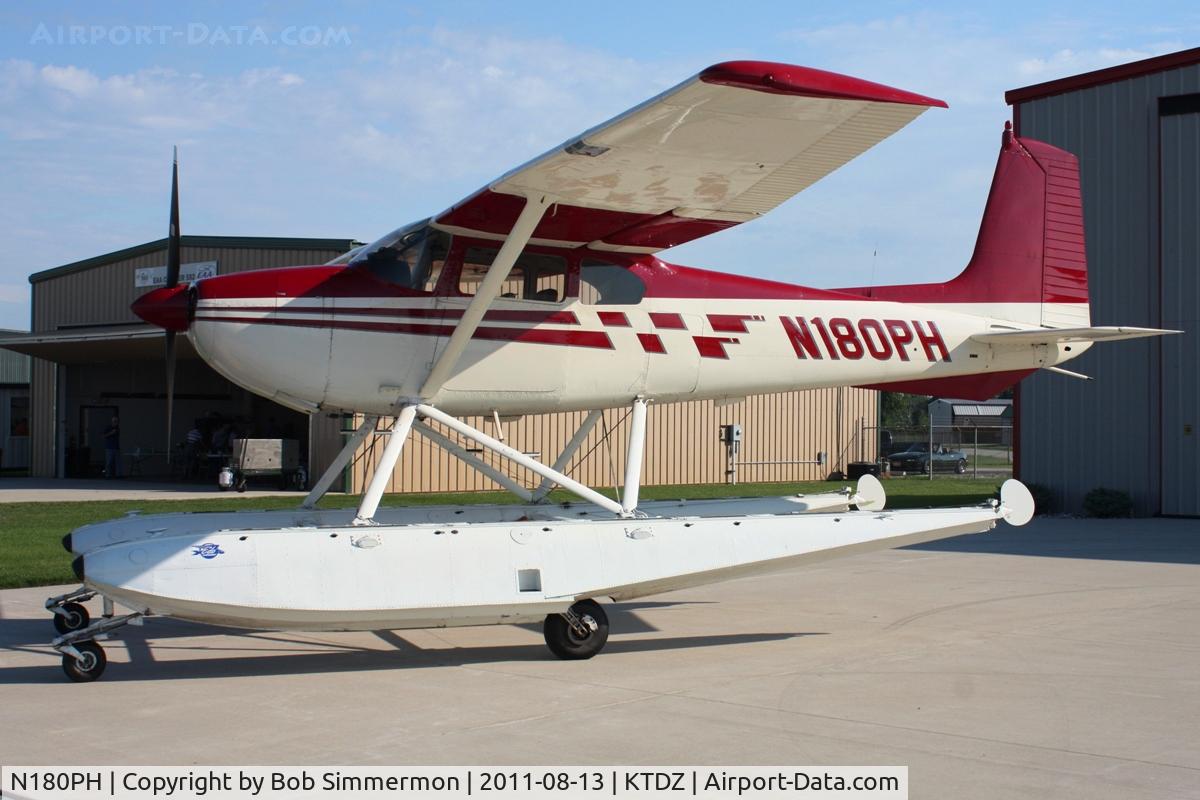 N180PH, 1955 Cessna 180 C/N 31455, On the ramp at Toledo-Metcalf during the EAA fly-in.