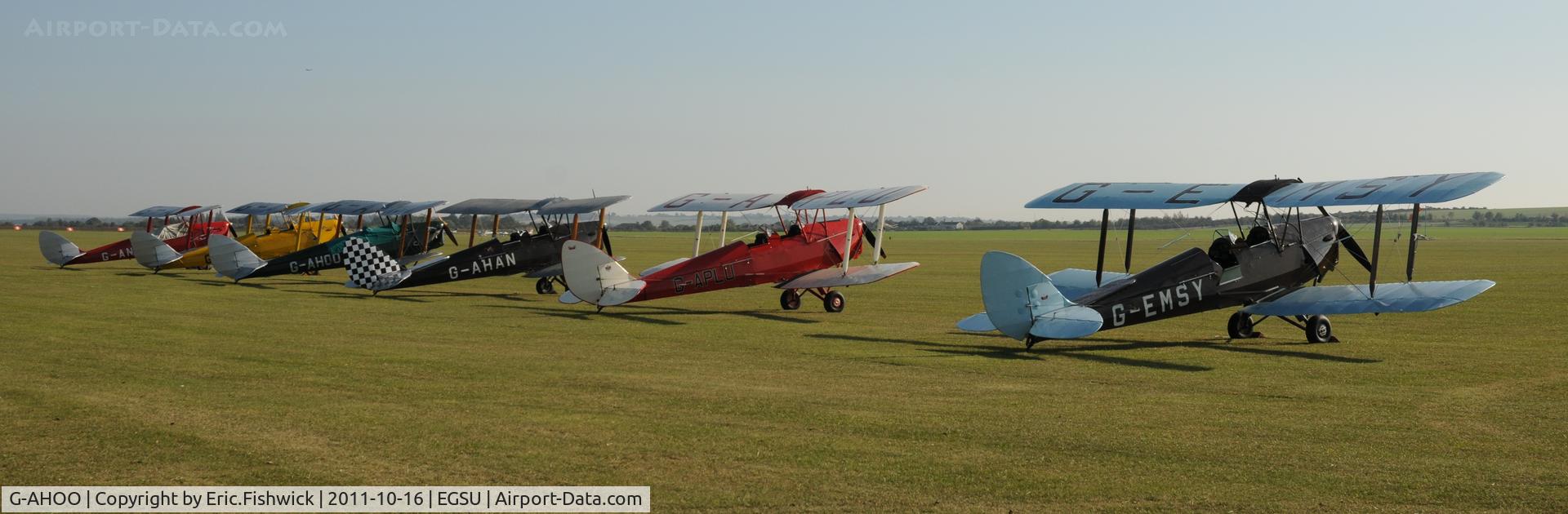 G-AHOO, 1943 De Havilland DH-82A Tiger Moth II C/N 86149, 5. G-AHOO and 'Tiger Nine' Team members at Duxford Autumn Air Show, October, 2011
