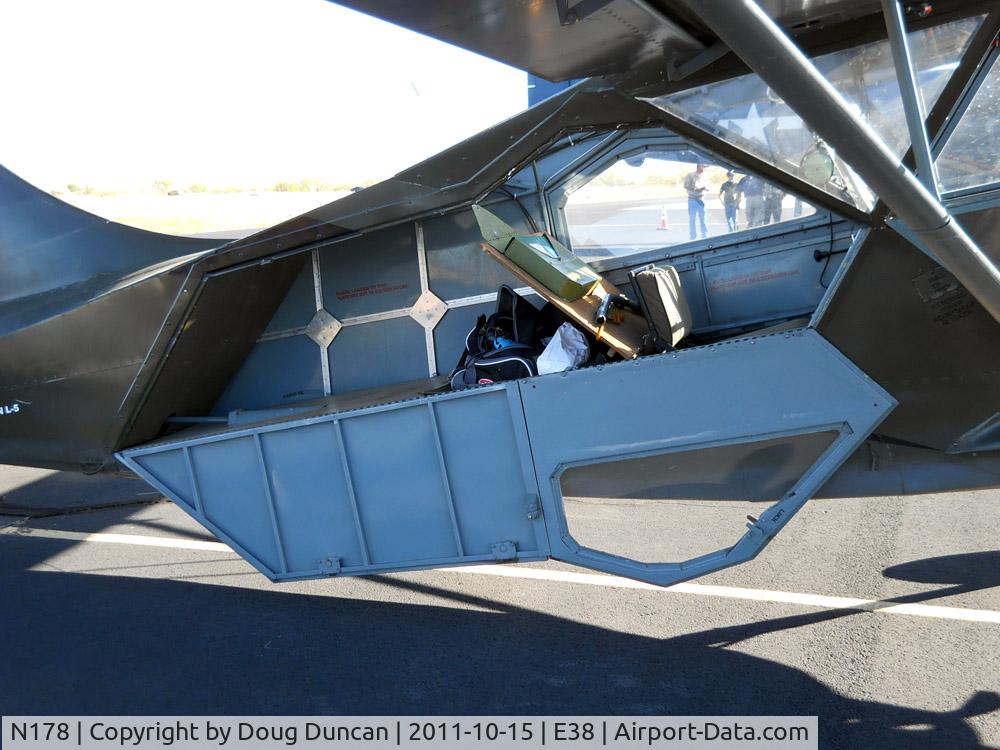 N178, 1945 Stinson L-5 Sentinel C/N 3571, A shot of the stretcher compartment. The jump seat can be folded down to allow full access to the compartment.