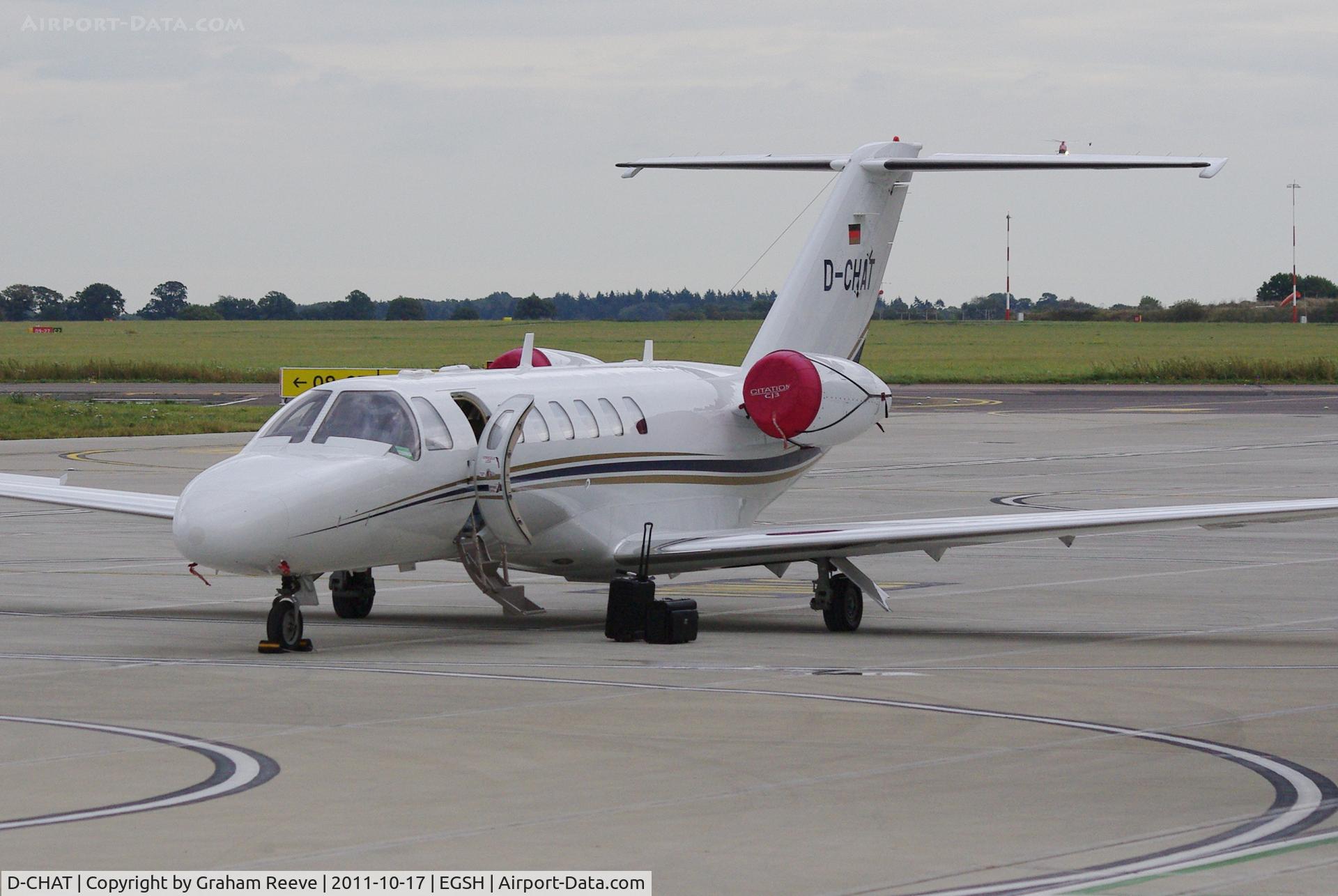 D-CHAT, 2008 Cessna 525B CitationJet CJ3 C/N 525B-0255, Parked at Norwich.