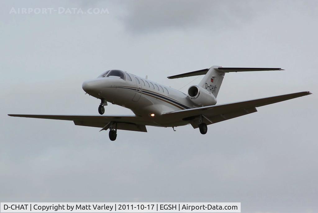 D-CHAT, 2008 Cessna 525B CitationJet CJ3 C/N 525B-0255, Arriving at EGSH.