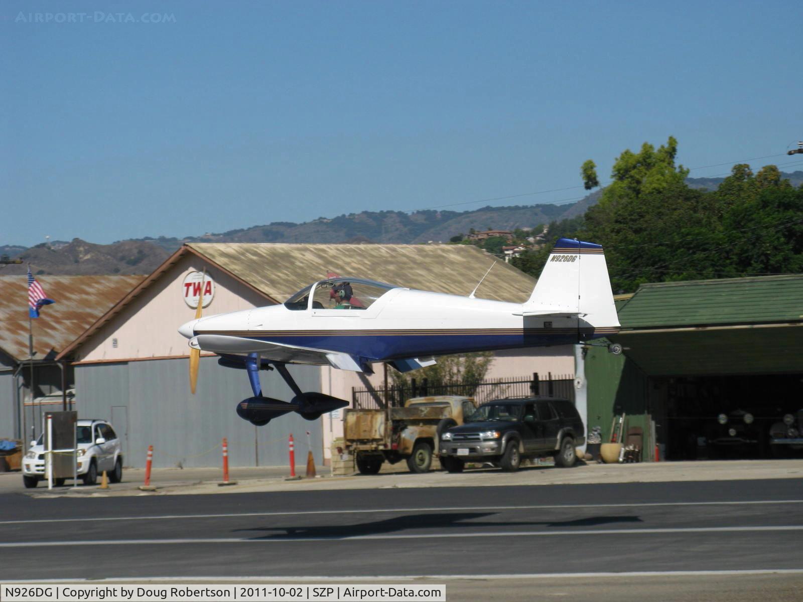 N926DG, 2000 Vans RV-6 C/N 20473, 2000 Gorton VAN's RV-6, Lycoming O-320, landing Rwy 22