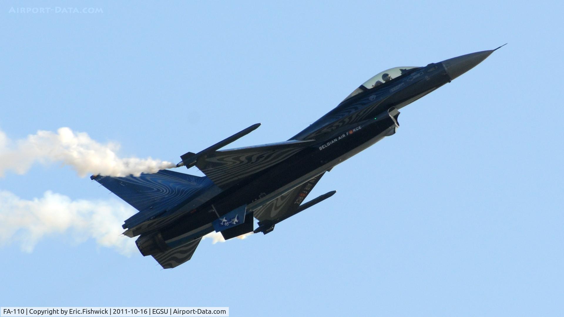 FA-110, SABCA F-16AM Fighting Falcon C/N 6H-110, FA-110 Lockheed Martin F-16 Fighting Falcon (Belgian Air Force) performing a very memorable display at Duxford Autumn Air Show, October, 2011