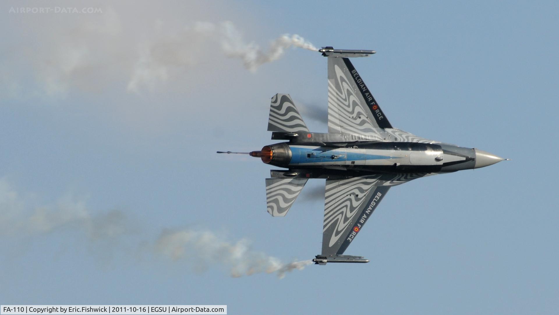 FA-110, SABCA F-16AM Fighting Falcon C/N 6H-110, FA-110  Lockheed Martin F-16 Fighting Falcon (Belgian Air Force) performing a very memorable display at Duxford Autumn Air Show, October, 2011