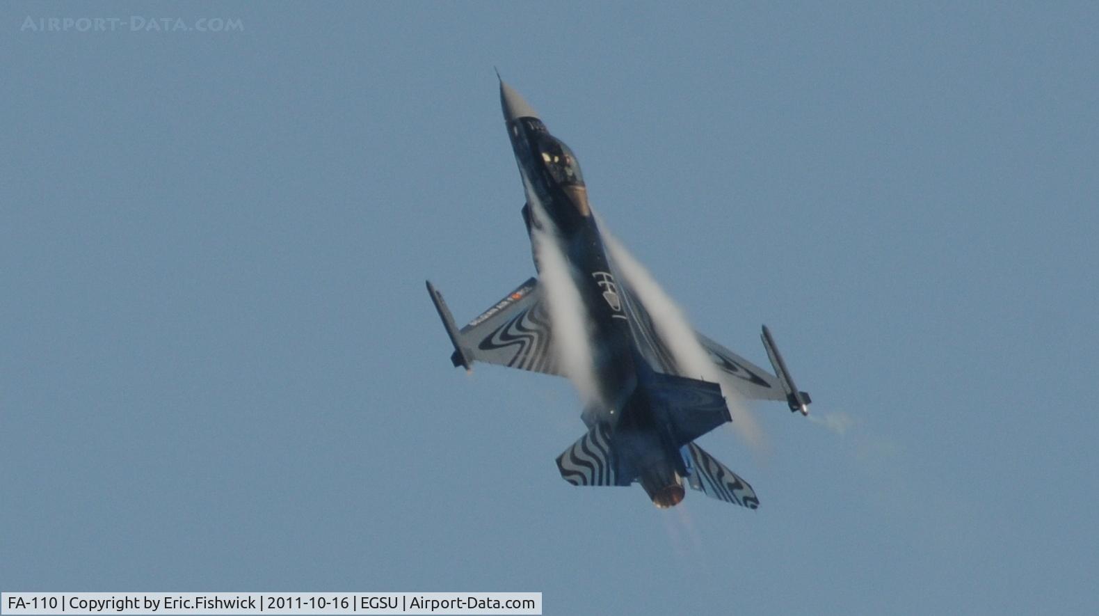 FA-110, SABCA F-16AM Fighting Falcon C/N 6H-110, FA-110  Lockheed Martin F-16 Fighting Falcon (Belgian Air Force) performing a very memorable display at Duxford Autumn Air Show, October, 2011