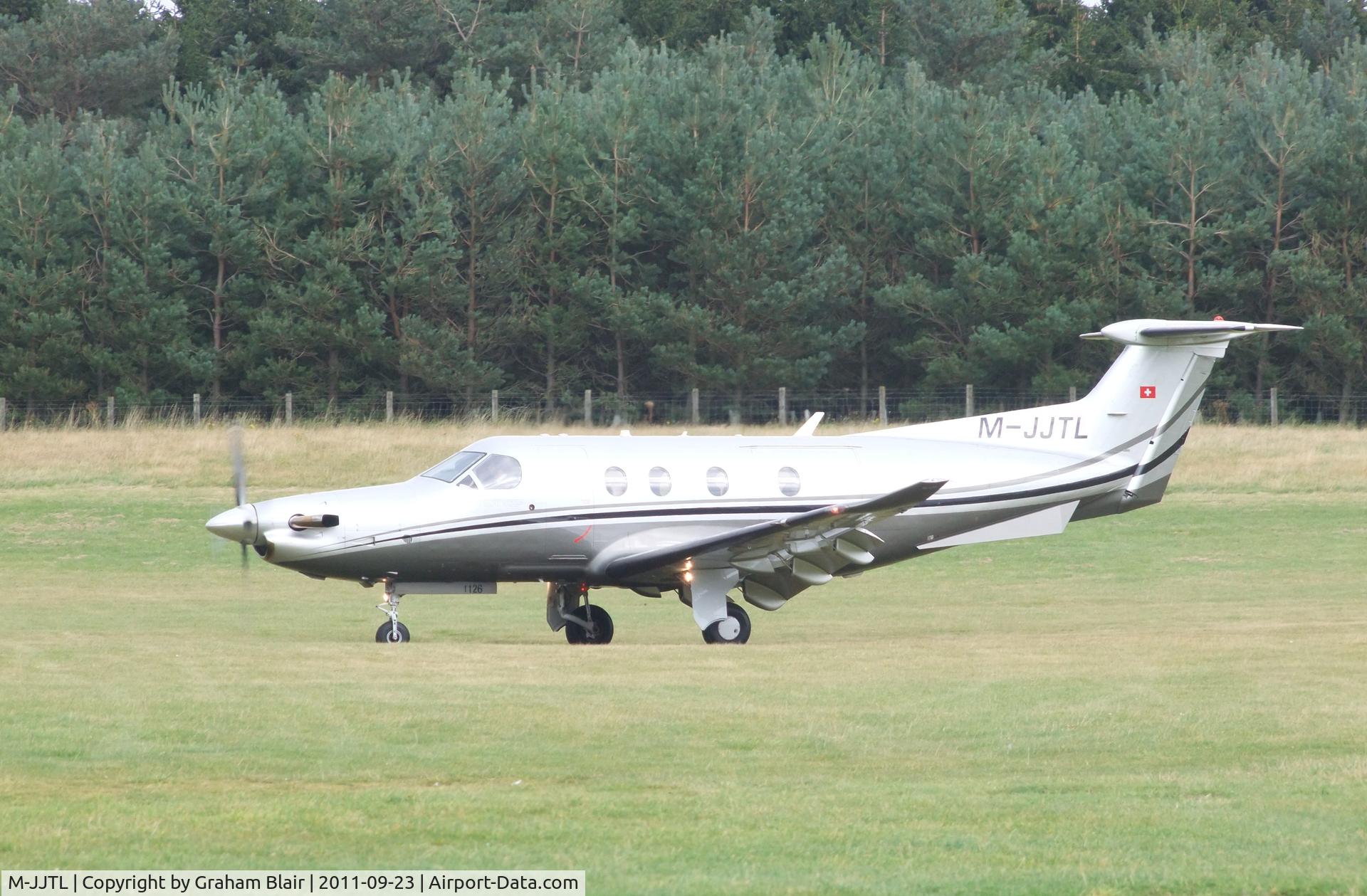 M-JJTL, 2009 Pilatus PC-12/47E C/N 1126, Grass field landing at the Borders Gliding Club, Milfield, Northumberland
