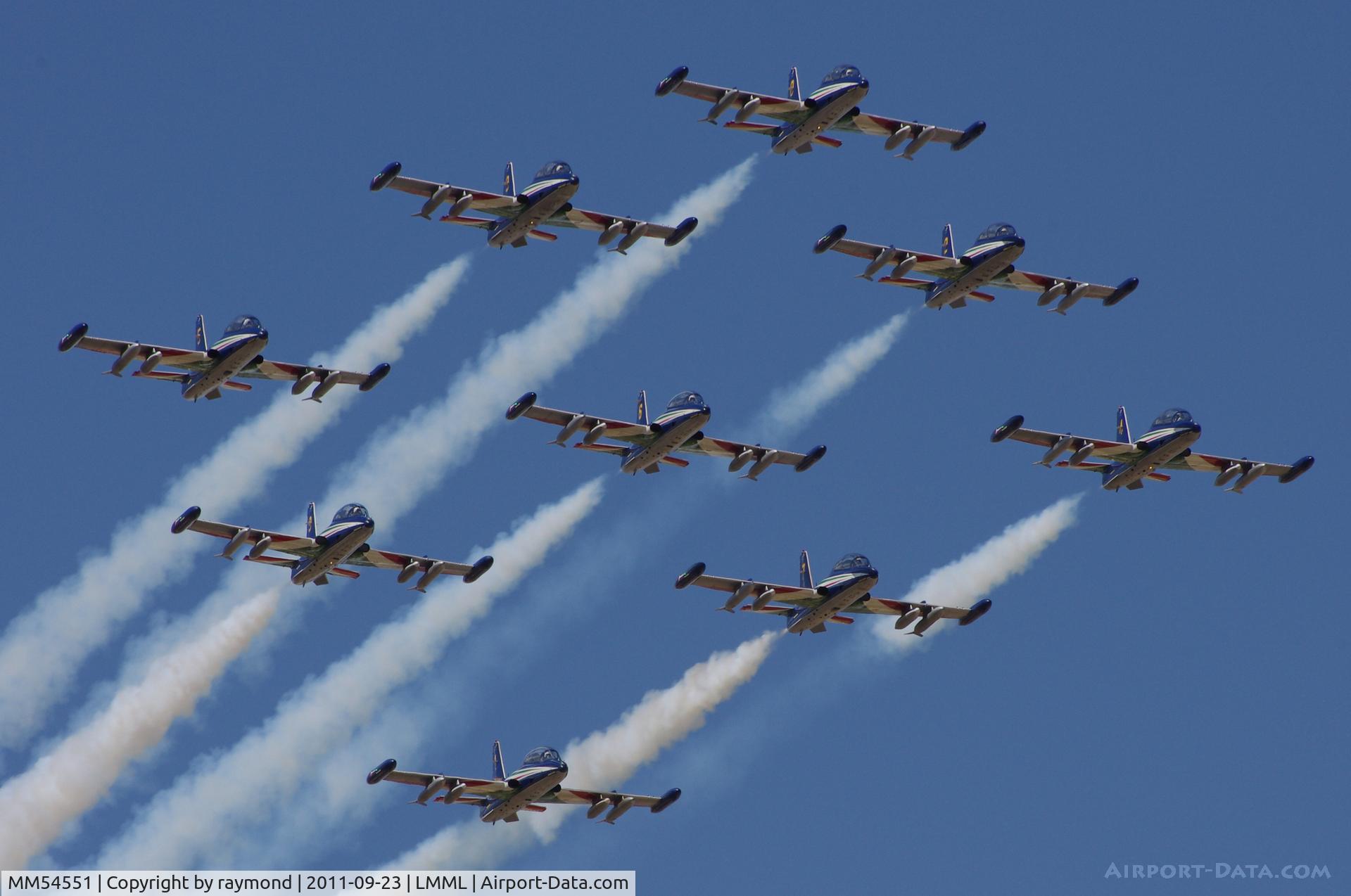 MM54551, Aermacchi MB-339PAN C/N 6772/167/AD018, Frecce Tricolori Aerobatic Team performing over Malta in the Malta International Airshow 2011