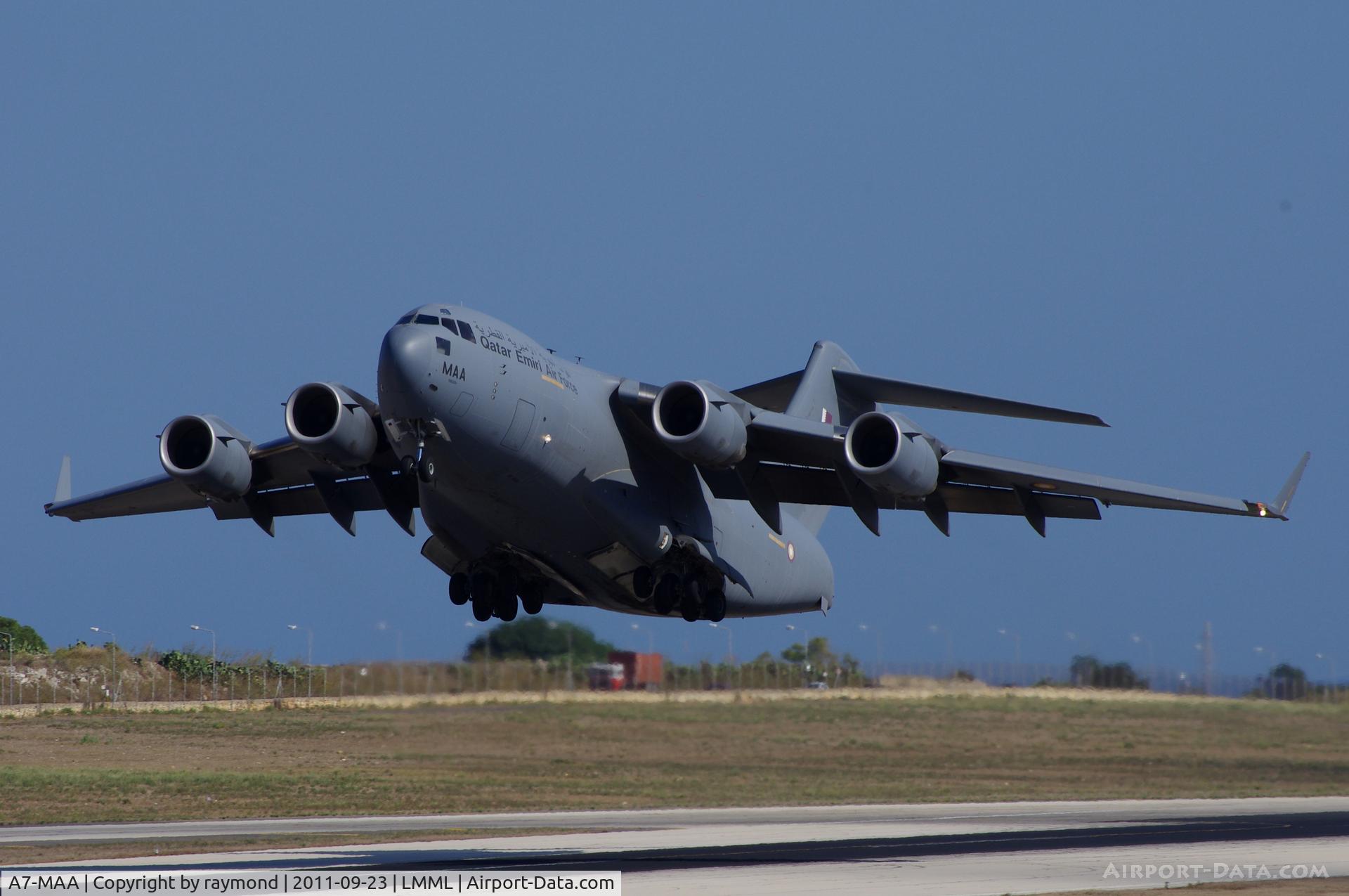 A7-MAA, 2009 Boeing C-17A Globemaster III C/N F-208/QA-1, C17 A7-MAA Qatari Air Force brang to Malta injured Libyan citizens during Libyan conflict for medical treatment.
