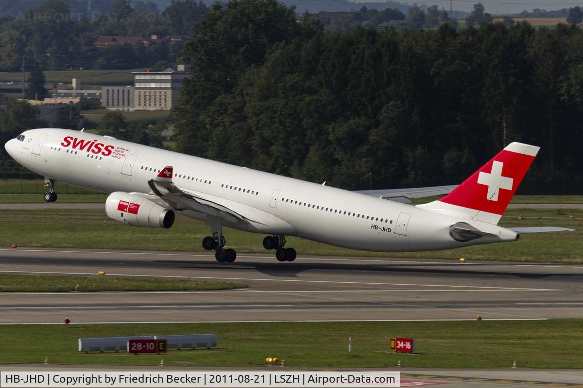 HB-JHD, 2009 Airbus A330-343 C/N 1026, departure from Zürich