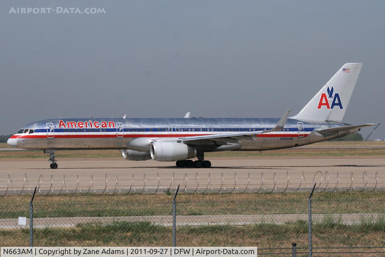 N663AM, 1992 Boeing 757-223 C/N 25297, At American Airlines at DFW Airport.