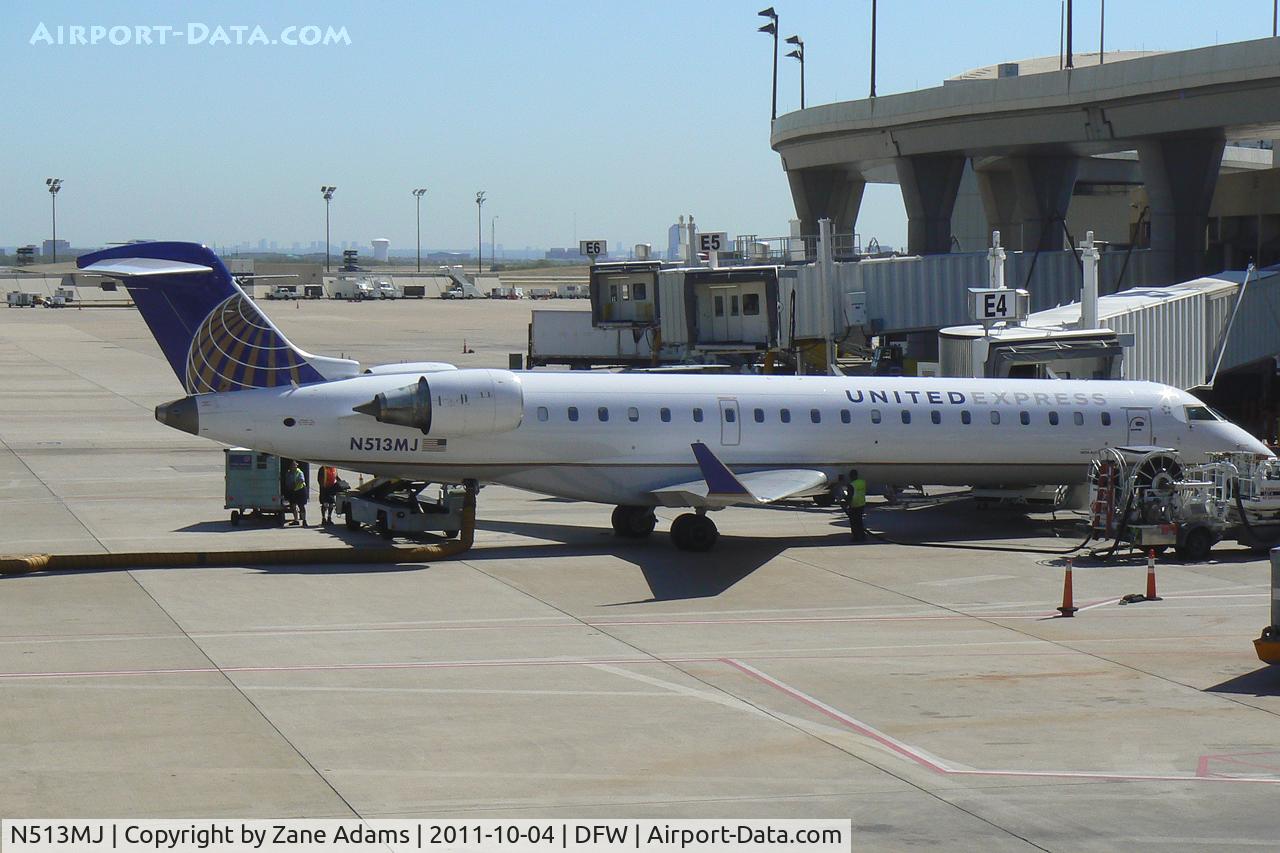 N513MJ, 2003 Bombardier CRJ-701 (CL-600-2C10) Regional Jet C/N 10111, United Airlines at DFW Airport.