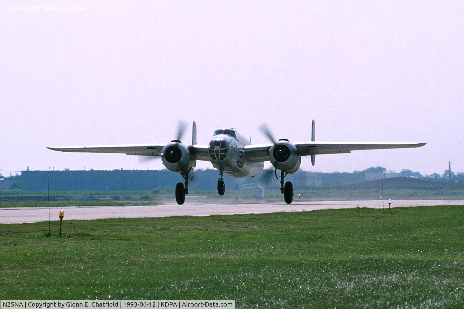 N25NA, 1944 North American B-25J Mitchell Mitchell C/N 108-47479, Early take-off roll, runway 10.  35mm slide