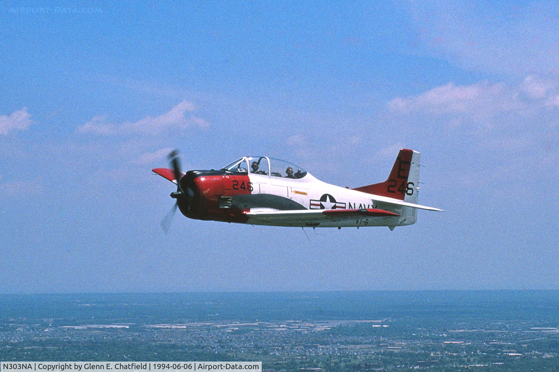 N303NA, 1954 North American T-28B C/N 137808, Flying over the Chicago area, seen from the turret position of a TBM-3