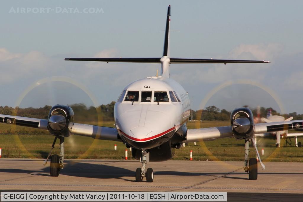 G-EIGG, 1987 British Aerospace BAe-3112 Jetstream 31 C/N 773, About to depart EGSH.