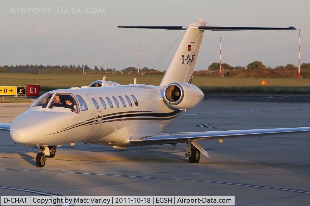 D-CHAT, 2008 Cessna 525B CitationJet CJ3 C/N 525B-0255, Sat on stand at Saxon Air in the late evening sun.
