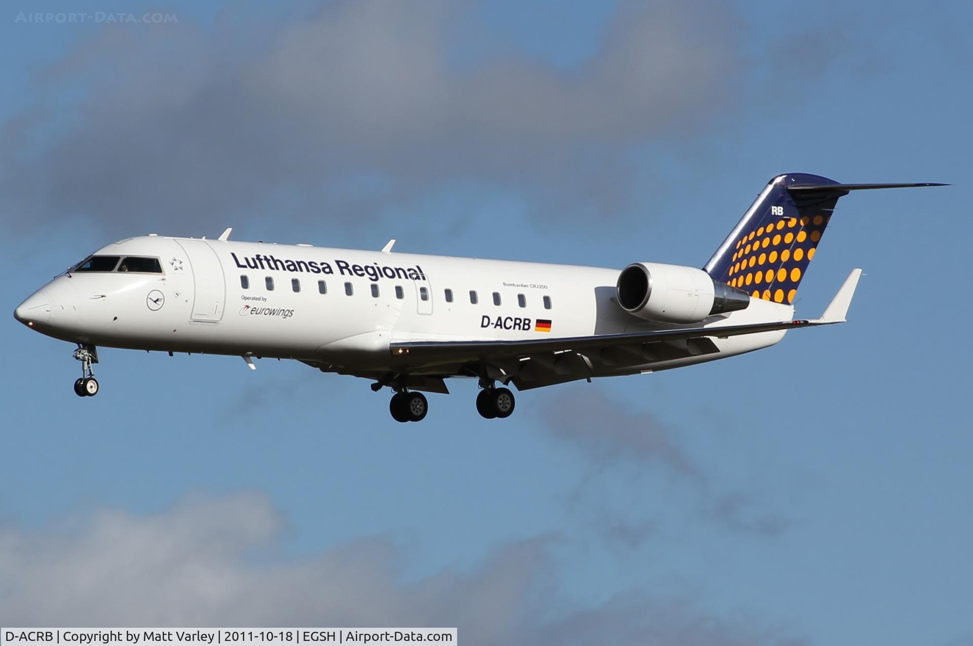 D-ACRB, 2001 Canadair CRJ-200ER (CL-600-2B19) C/N 7570, Arriving at EGSH for spray.