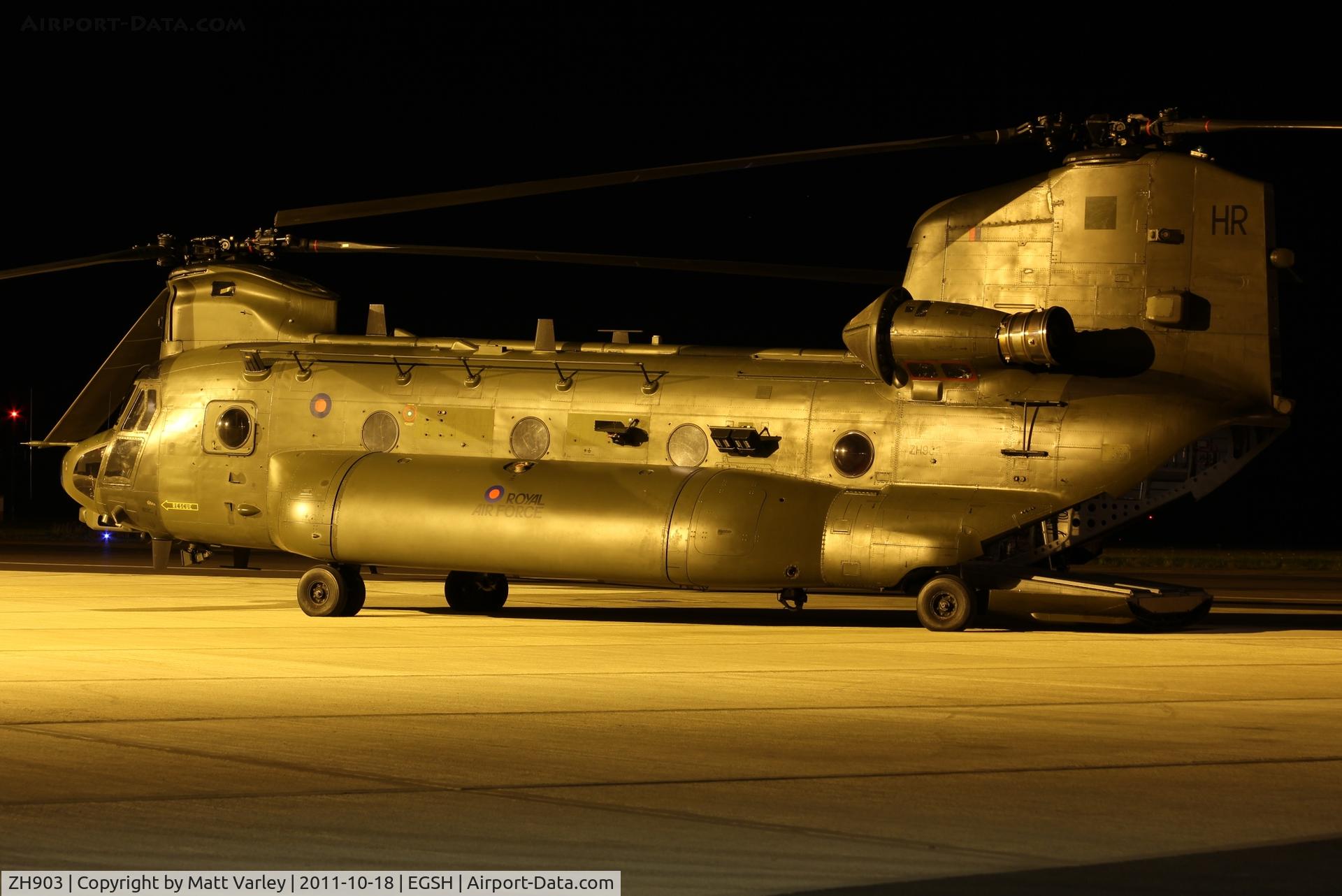 ZH903, Boeing Vertol Chinook HC.3 C/N M4482, Sat under the floodlights at Saxon air.