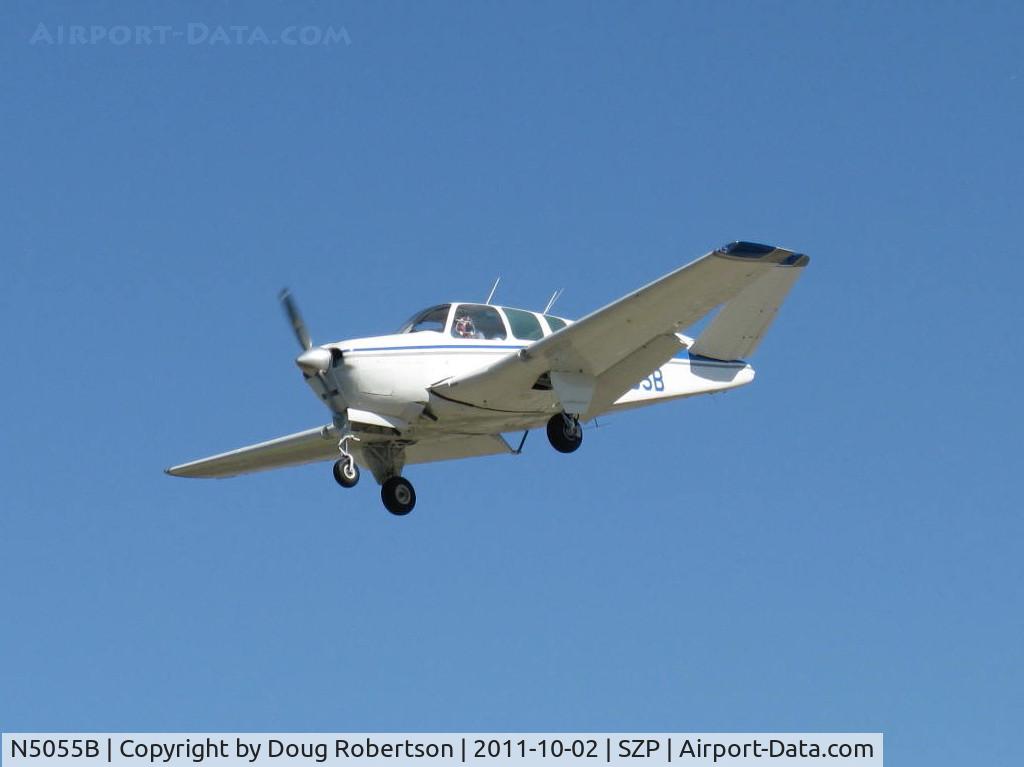 N5055B, 1955 Beech F35 Bonanza C/N D-4331, 1955 Beech F35 BONANZA, Lycoming O-360 conversion-unusual, on final Rwy 22