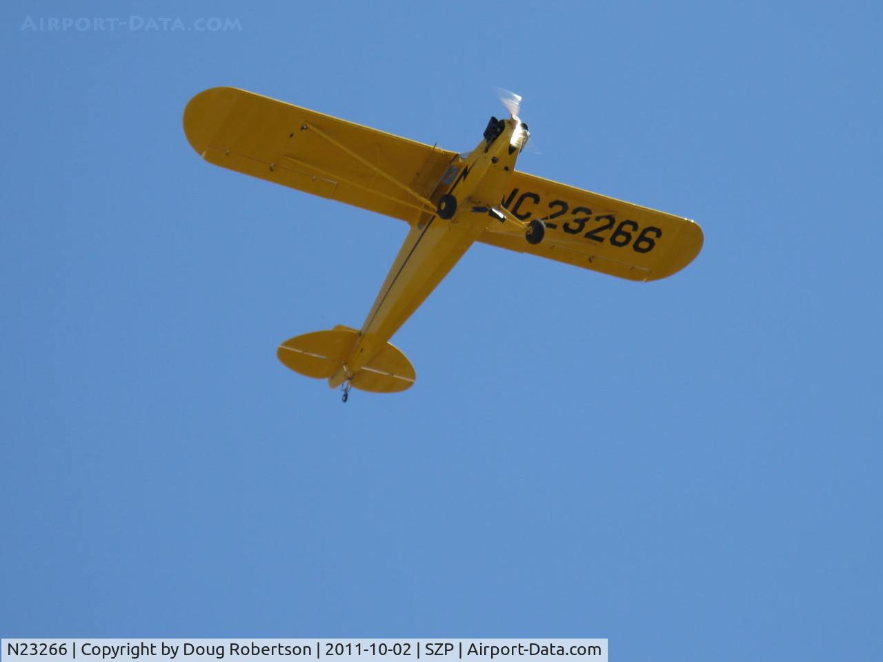 N23266, 1939 Piper J3C-65 Cub Cub C/N 3113, 1939 Piper J3C-65 CUB, Continental A&C65 65 Hp, takeoff climb Rwy 22
