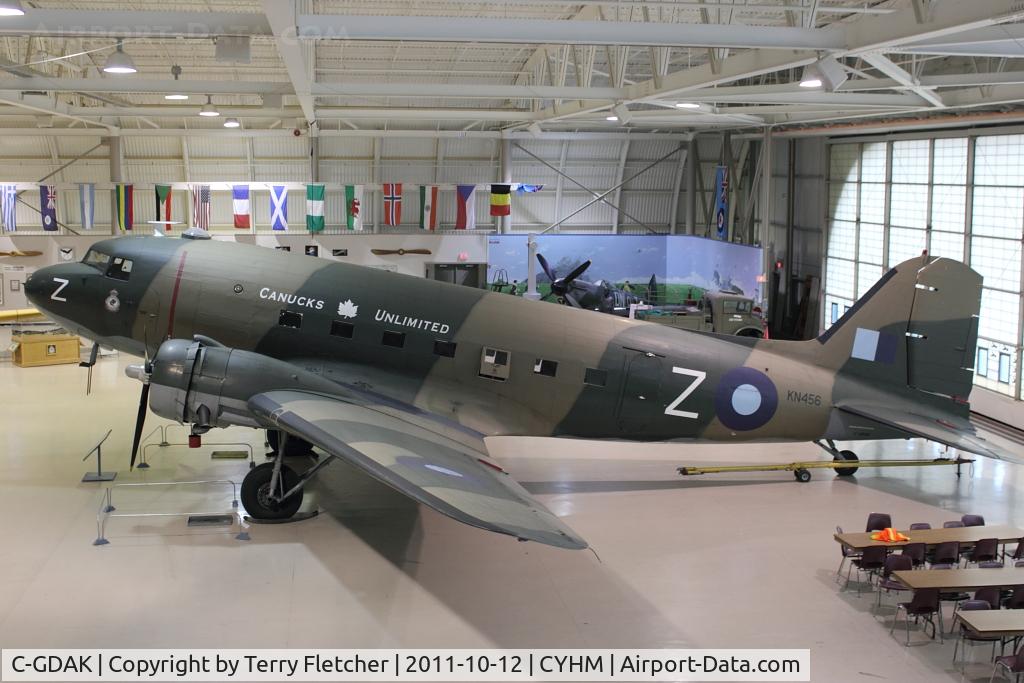C-GDAK, 1939 Douglas DC-3-G202A C/N 2141, Douglas DC3-G202A, c/n: 2141 at Canadian Warplane Heritage Museum - Marked with Serial KN456 on port side and KN563 on starboard side