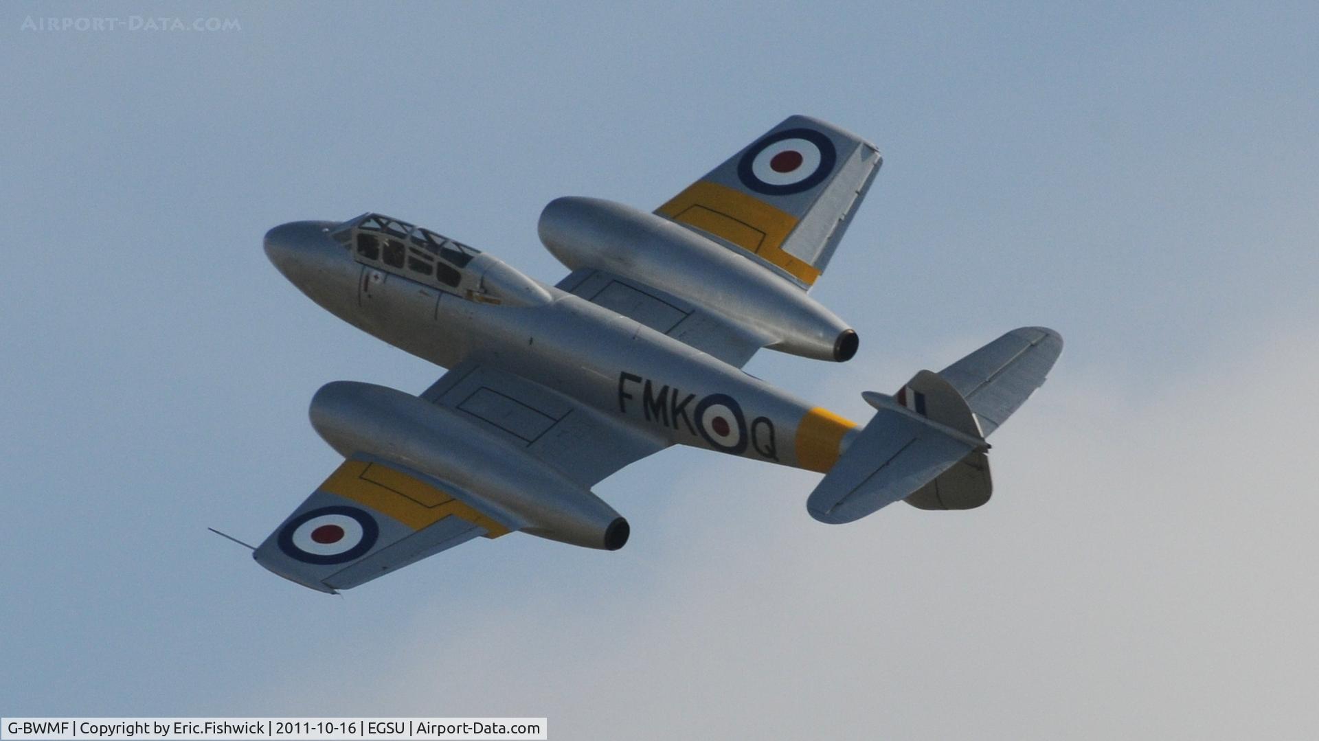 G-BWMF, 1949 Gloster Meteor T.7 C/N G5/356460, 41. G-BWMF - making its first Public flying display appearance at Duxford's Autumn Air Show, October 2011