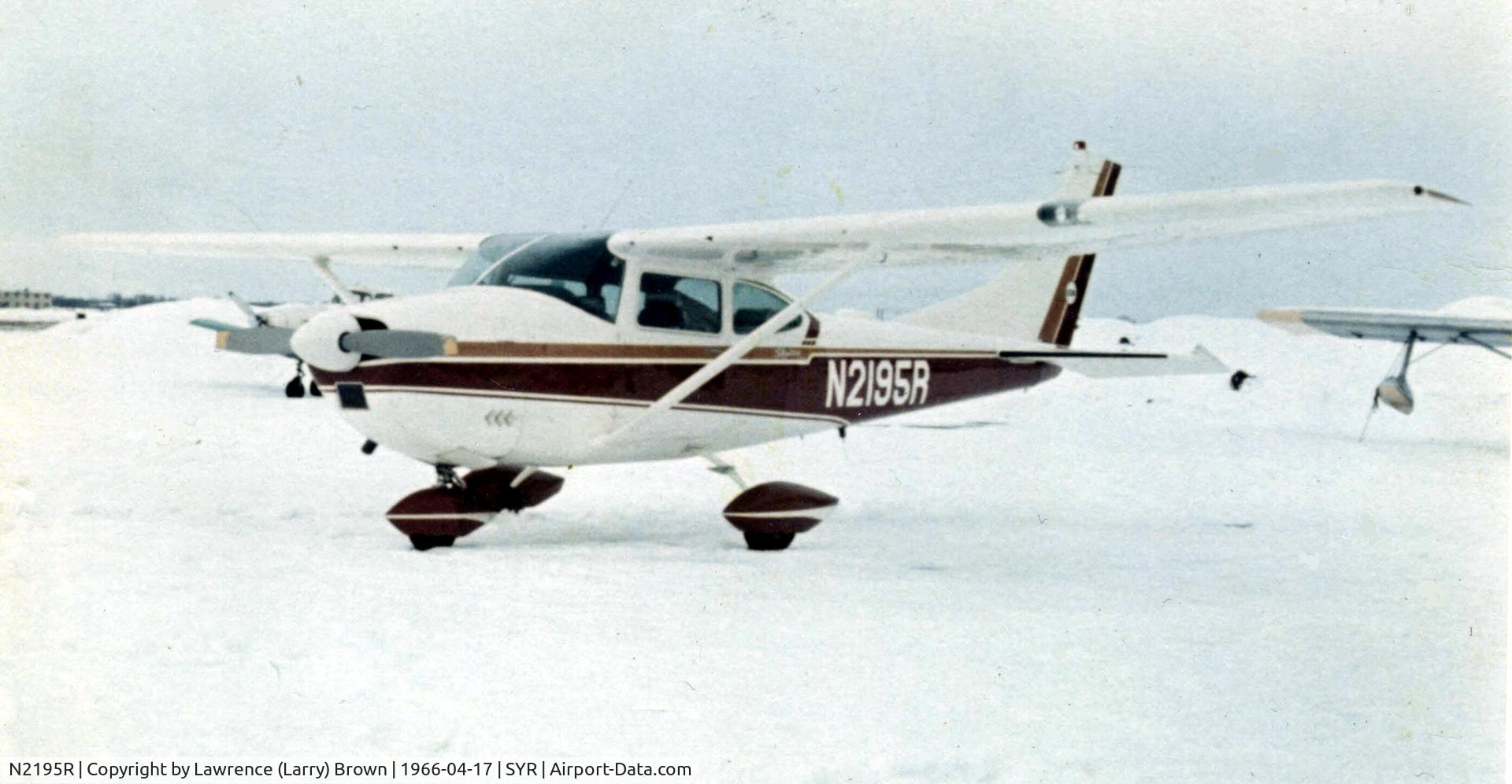 N2195R, 1964 Cessna 182G Skylane C/N 18255395, March - April 1966  Flown by Nestor Brown, Jr. of Manlius, NY.  Taken and hangered at Hancock Field in Syracuse.  This was a 'club' plane.  The first plane I ever flew in!