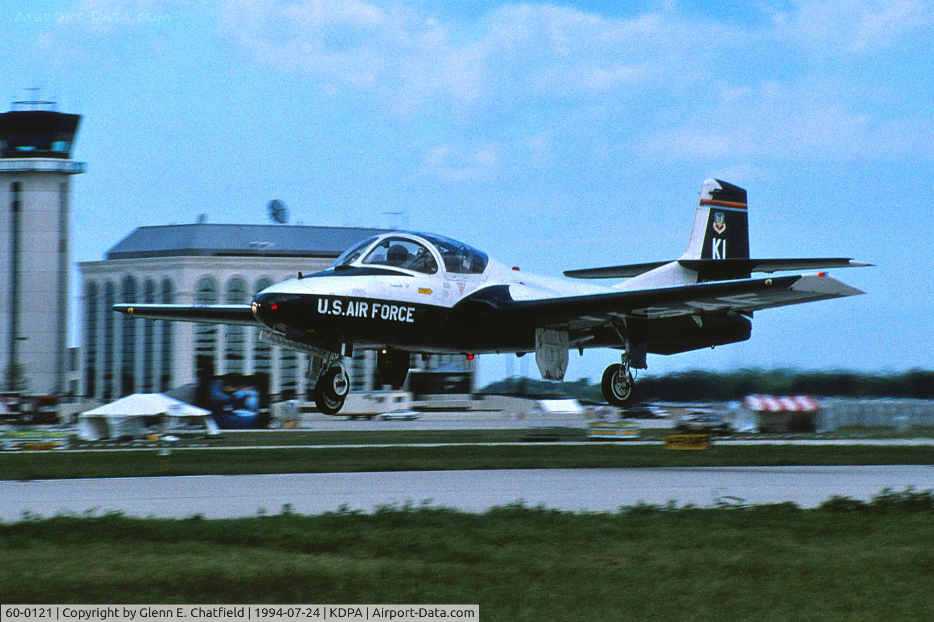 60-0121, 1960 Cessna T-37B-CE Tweety Bird C/N 40604, Departing Runway 19R. 35mm slide.  200ASA accidentally to expose at 400ASA