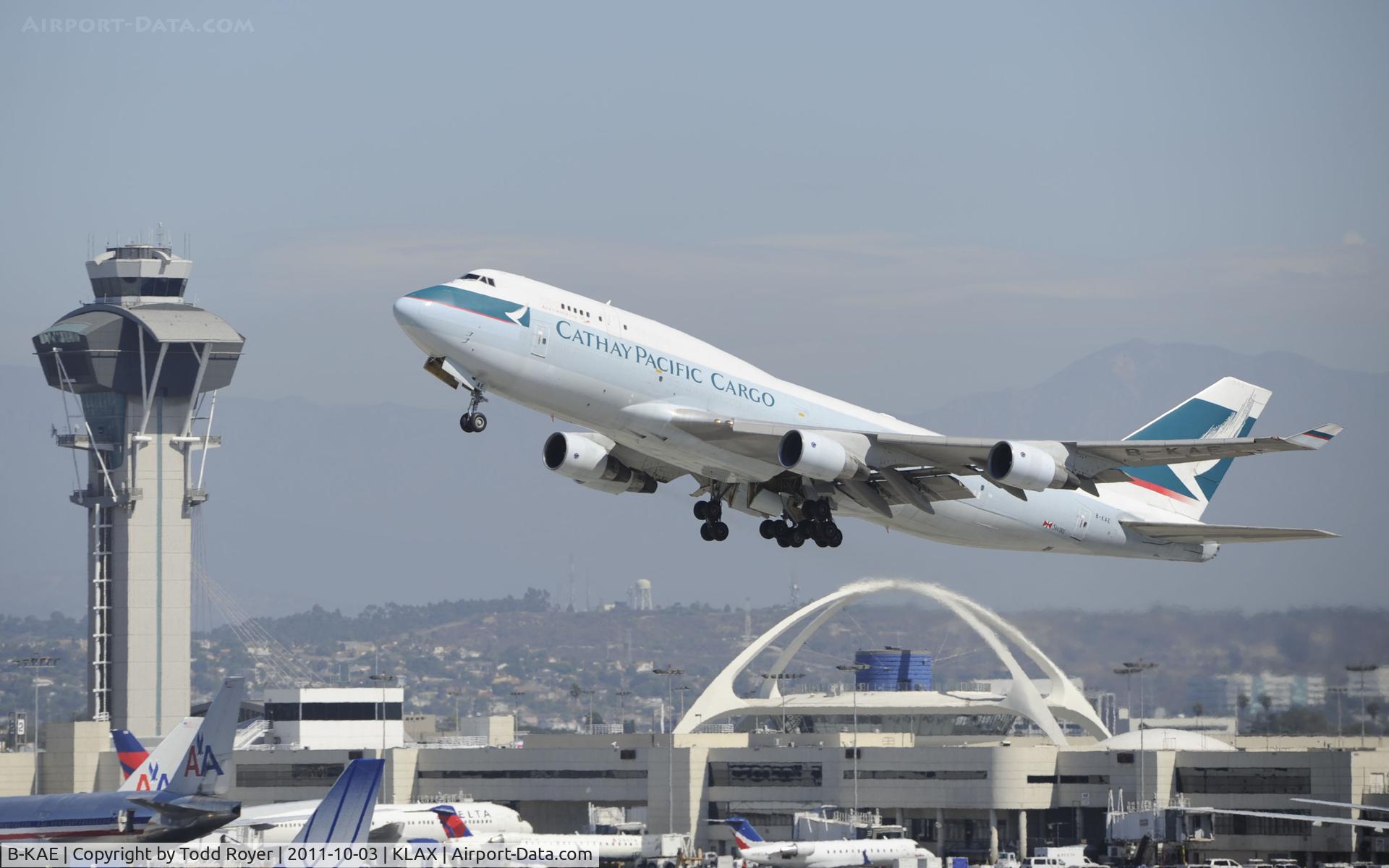 B-KAE, 1991 Boeing 747-412/BCF C/N 25068, Departing LAX