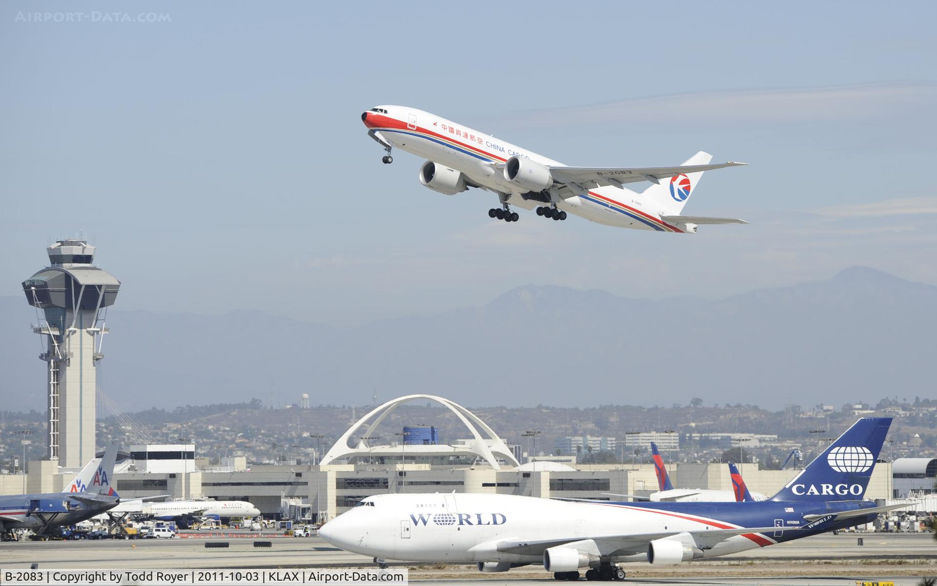B-2083, 2011 Boeing 777-F6N C/N 37717, Departing LAX