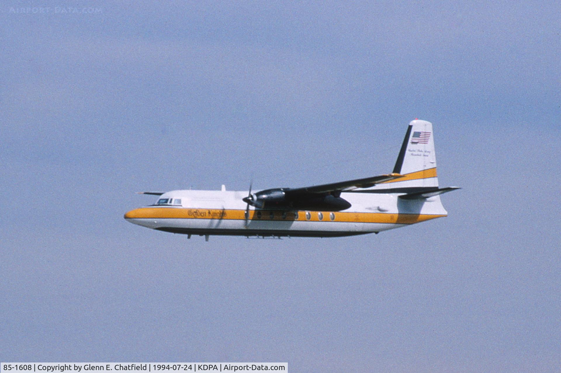 85-1608, 1984 Fokker C-31A (F27-400M) Troopship C/N 10668, Low approach on Runway 1L on the way up to drop sky divers