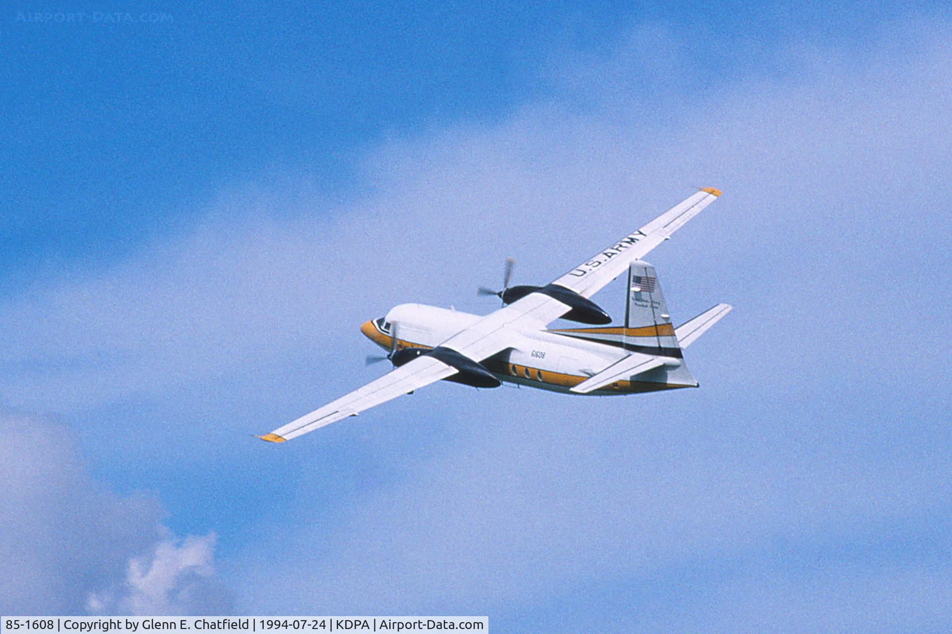 85-1608, 1984 Fokker C-31A (F27-400M) Troopship C/N 10668, Low approach on Runway 1L on the way up to drop sky divers