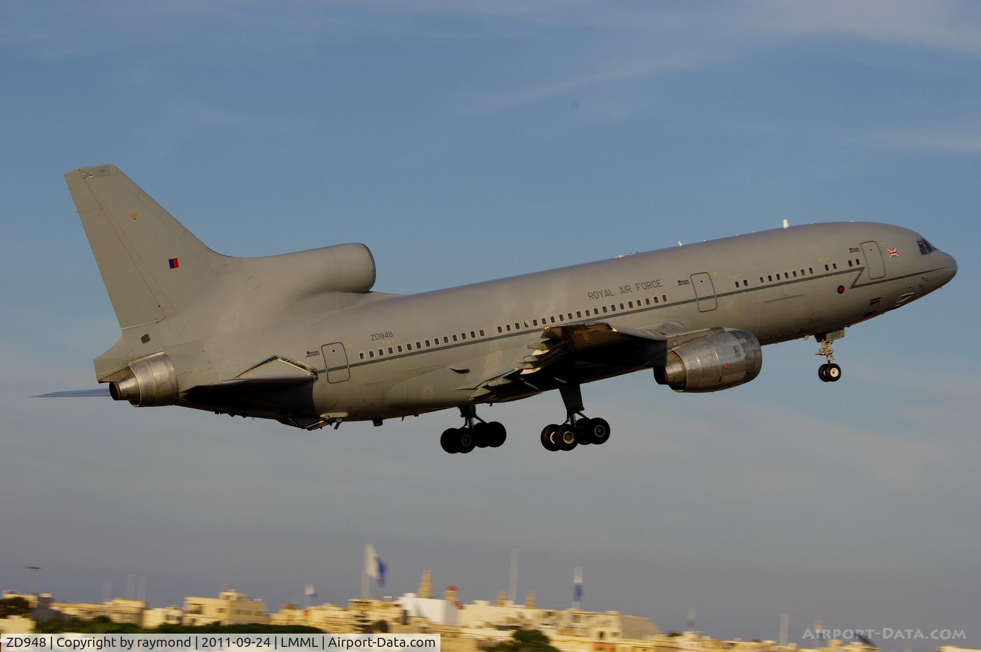 ZD948, 1980 Lockheed L-1011-385-3 TriStar K1 (500) C/N 193V-1157, Lockheed L-1011 Tristar500 KC1 ZD948 departing from Malta after a tech stop.