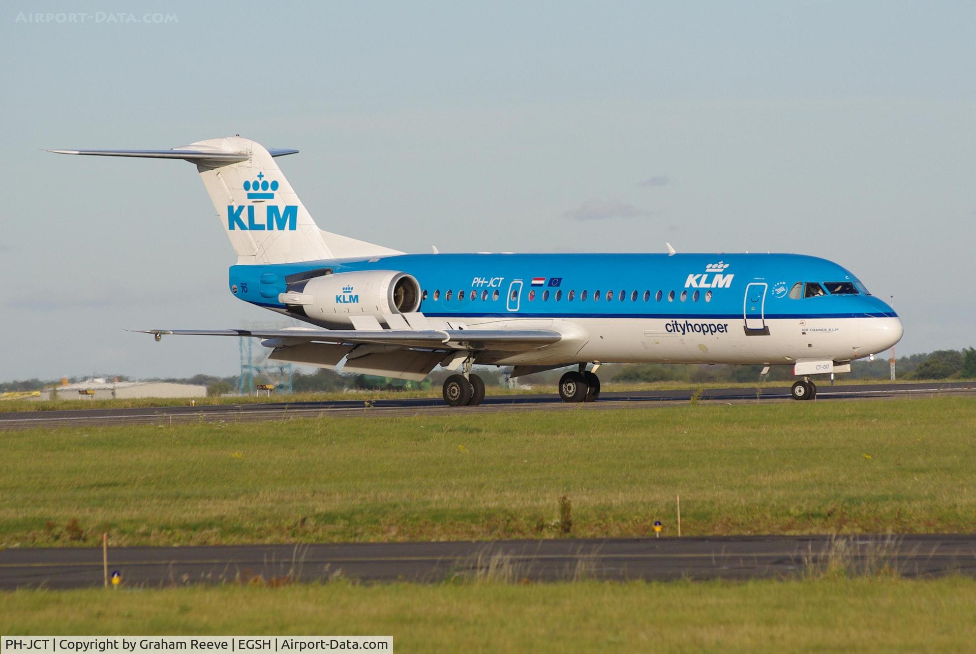 PH-JCT, 1995 Fokker 70 (F-28-0070) C/N 11537, Just landed.