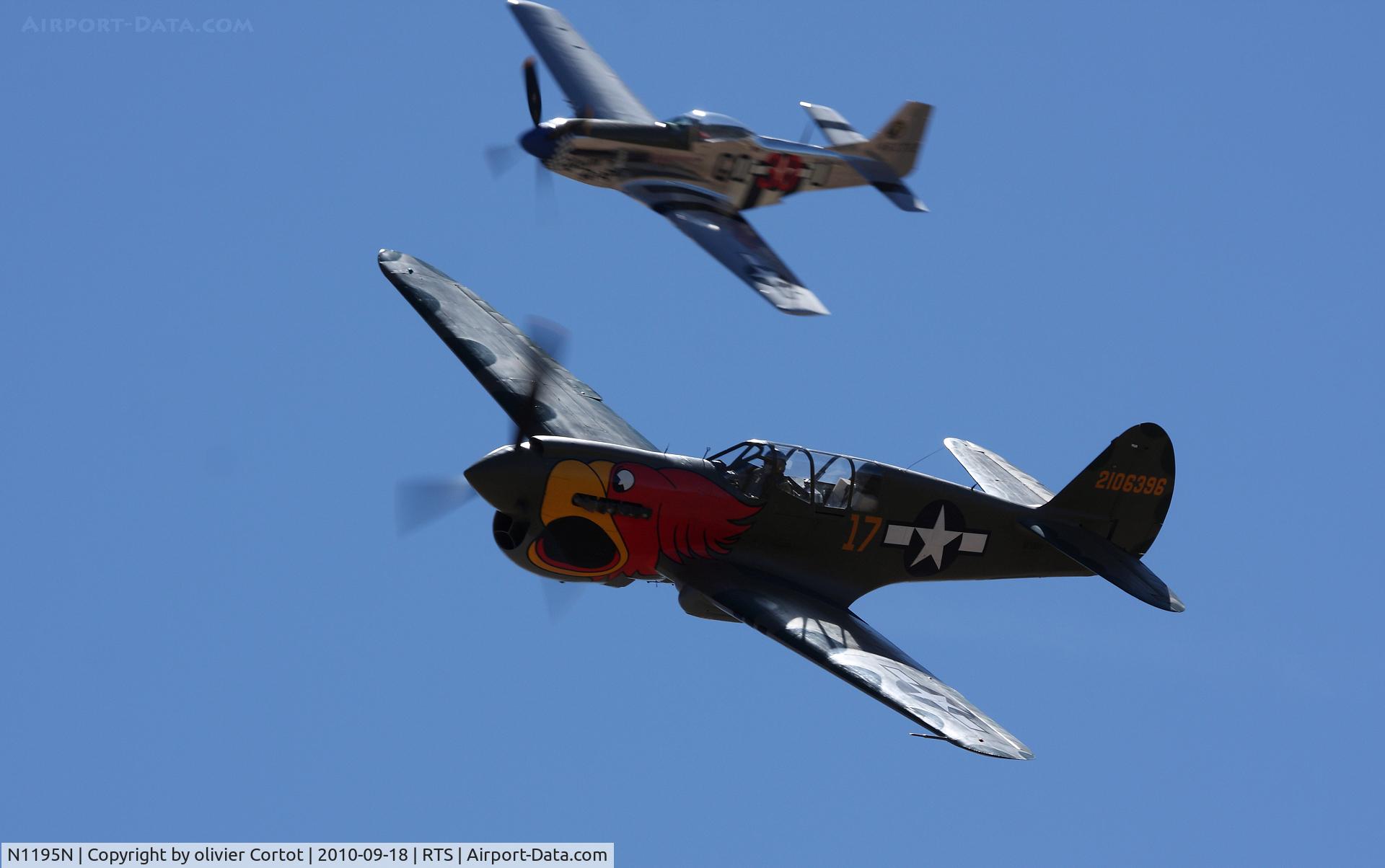N1195N, 1942 Curtiss P-40N Warhawk C/N 130158, Trying to race against a mustang... Reno 2010