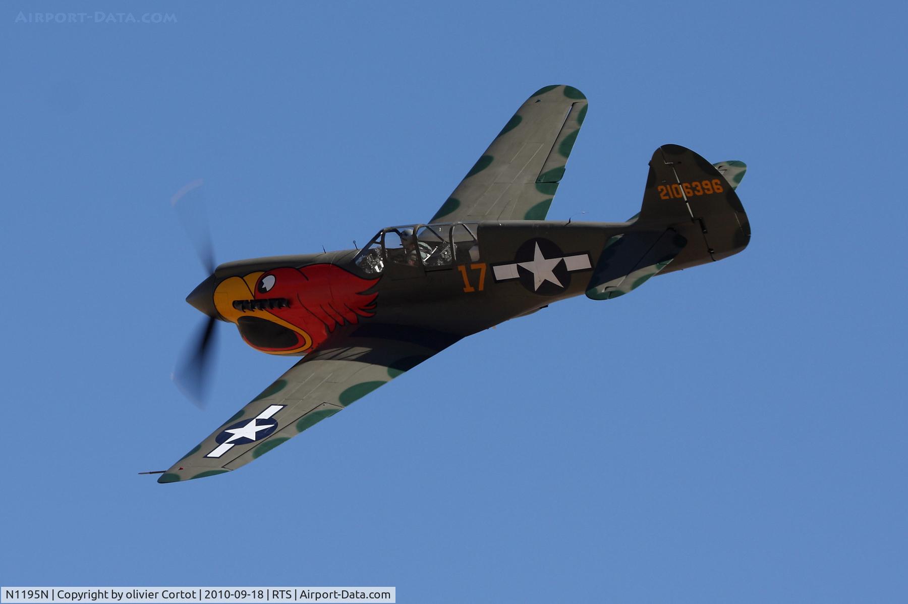 N1195N, 1942 Curtiss P-40N Warhawk C/N 130158, this aircraft is actually a TP-40N