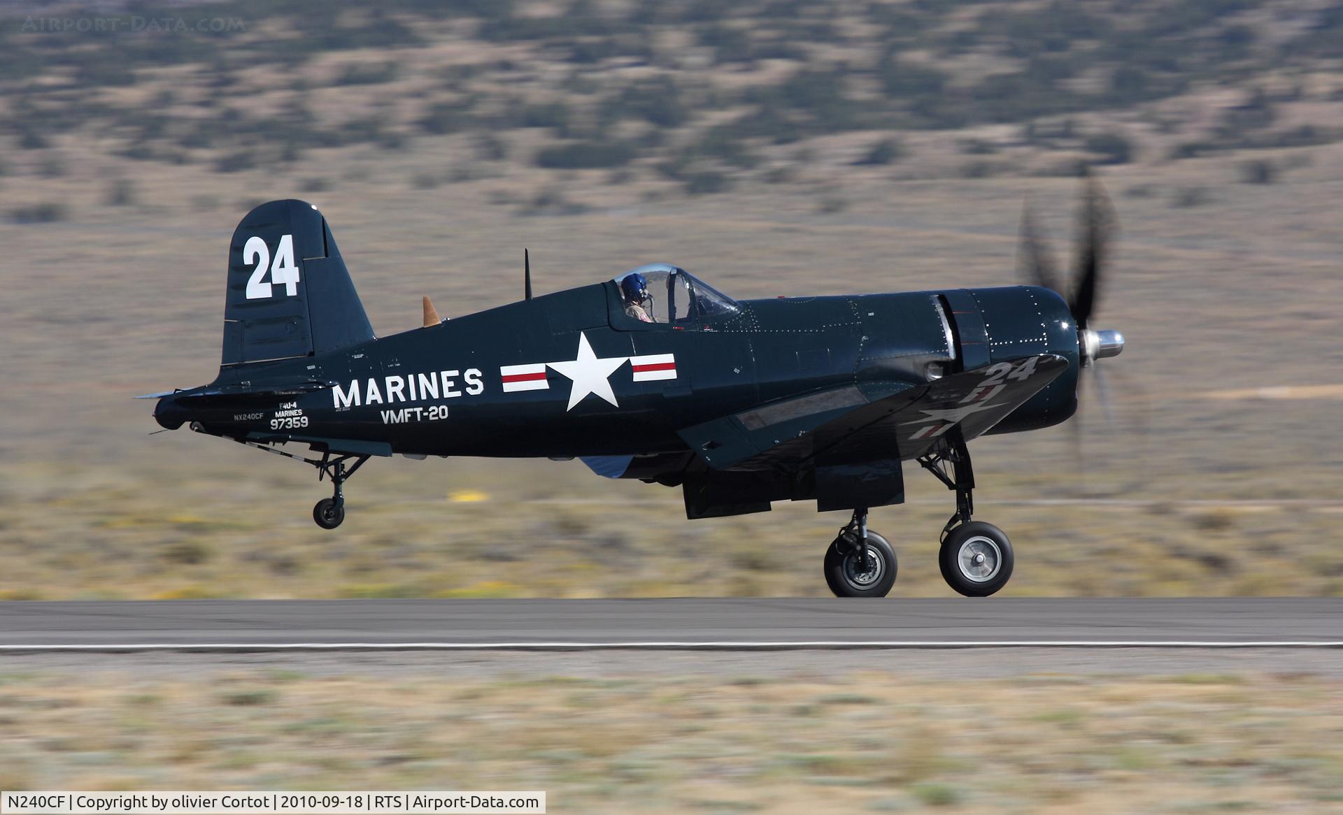 N240CF, 1945 Vought F4U-4 Corsair C/N 9513, taking off during reno 2010 air races