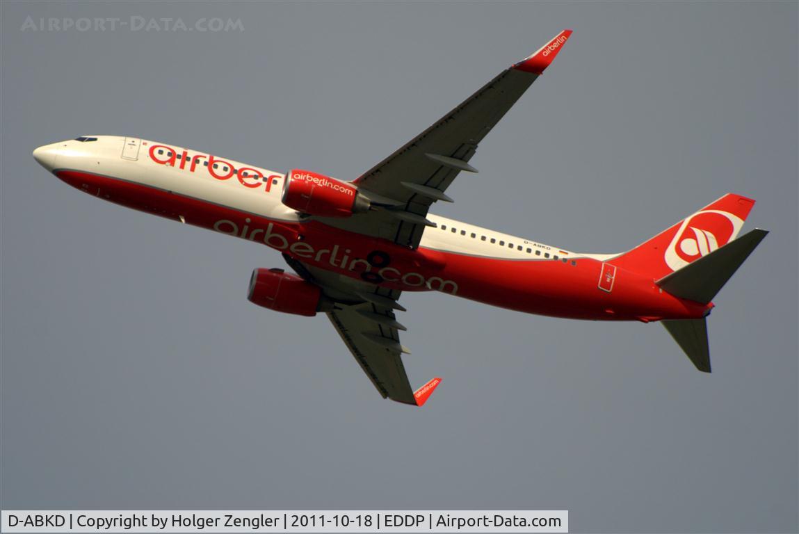 D-ABKD, 2009 Boeing 737-86J C/N 37742, Leaving LEJ southward to Egypt.......